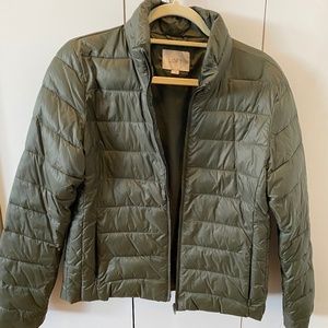 Olive green women's puffer